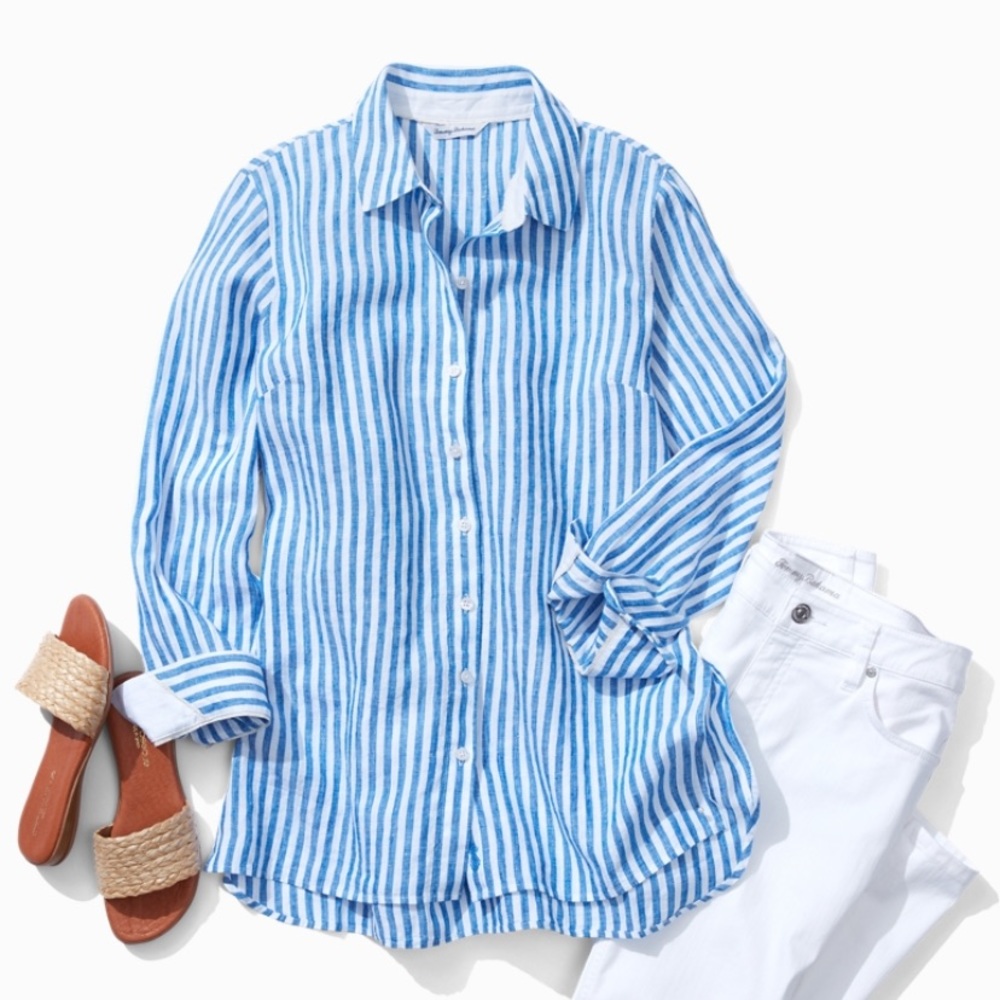 Tommy Bahama Cabana Stripe Linen Long Sleeve